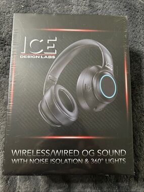 Design Lab Lord & Taylor Black Over-Ear Headphones with Blue LED Ring